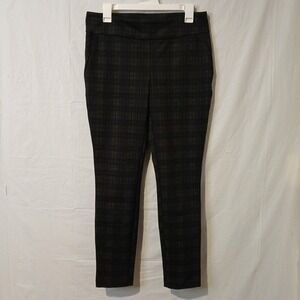 Dalia Size Medium Pull On Dress Pants Plaid Stretch Tummy Control